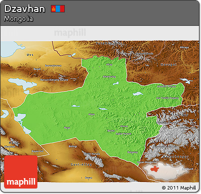 Political 3D Map of Dzavhan, physical outside