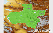 Political 3D Map of Dzavhan, physical outside