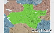 Political 3D Map of Dzavhan, semi-desaturated