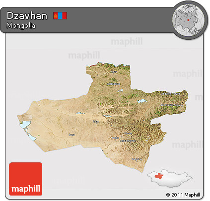 Satellite 3D Map of Dzavhan, cropped outside