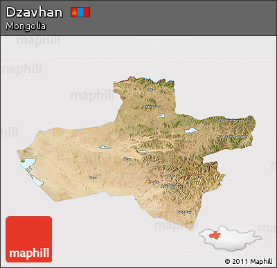 Satellite 3D Map of Dzavhan, cropped outside