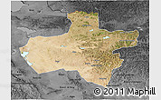 Satellite 3D Map of Dzavhan, darken, desaturated