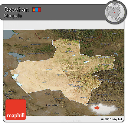 Satellite 3D Map of Dzavhan, darken