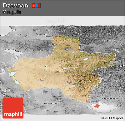 Satellite 3D Map of Dzavhan, desaturated