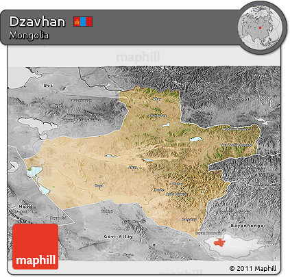 Satellite 3D Map of Dzavhan, desaturated