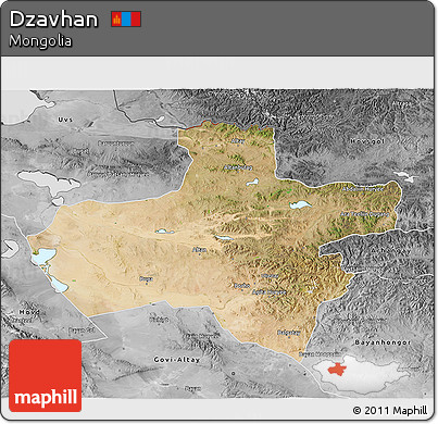 Satellite 3D Map of Dzavhan, desaturated