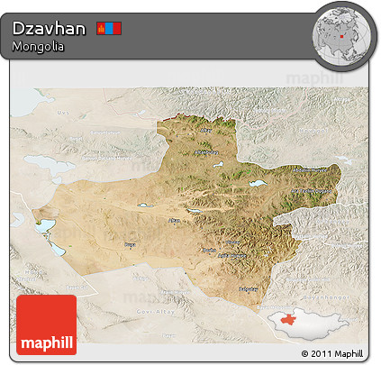 Satellite 3D Map of Dzavhan, lighten