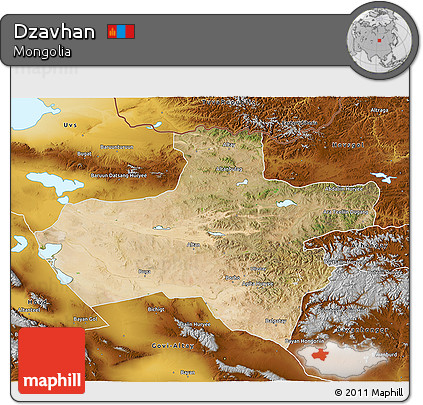 Satellite 3D Map of Dzavhan, physical outside