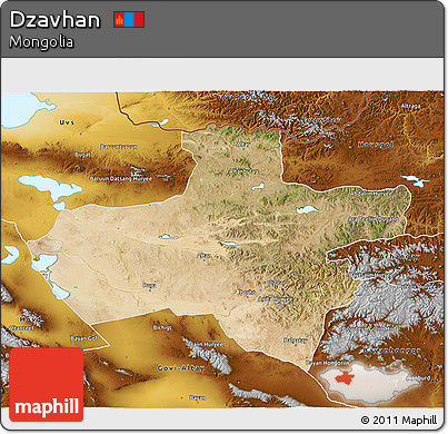Satellite 3D Map of Dzavhan, physical outside