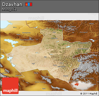 Satellite 3D Map of Dzavhan, physical outside
