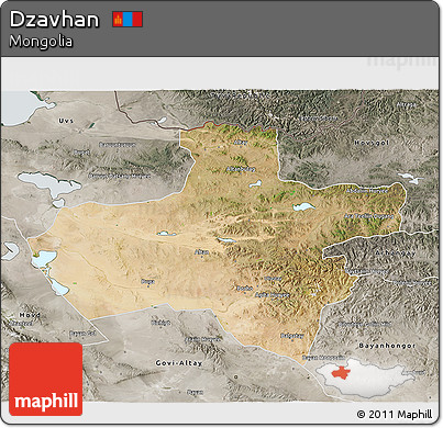 Satellite 3D Map of Dzavhan, semi-desaturated