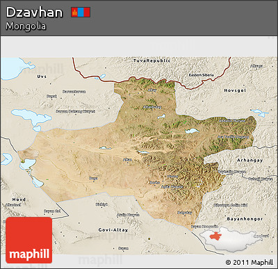 Satellite 3D Map of Dzavhan, shaded relief outside