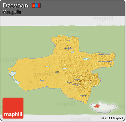 Savanna Style 3D Map of Dzavhan, single color outside