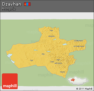 Savanna Style 3D Map of Dzavhan, single color outside