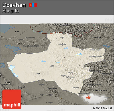 Shaded Relief 3D Map of Dzavhan, darken