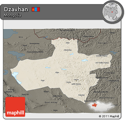 Shaded Relief 3D Map of Dzavhan, darken