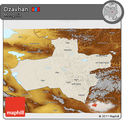 Shaded Relief 3D Map of Dzavhan, physical outside