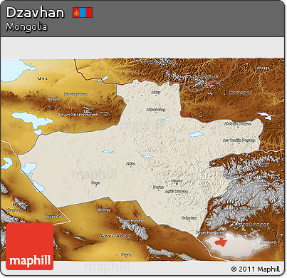 Shaded Relief 3D Map of Dzavhan, physical outside