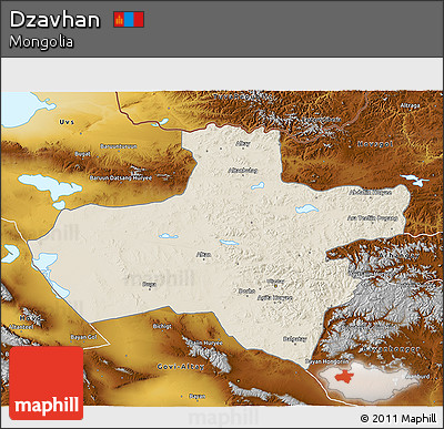 Shaded Relief 3D Map of Dzavhan, physical outside