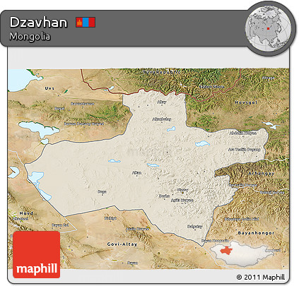 Shaded Relief 3D Map of Dzavhan, satellite outside