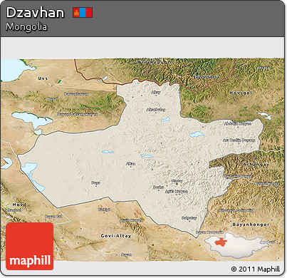 Shaded Relief 3D Map of Dzavhan, satellite outside