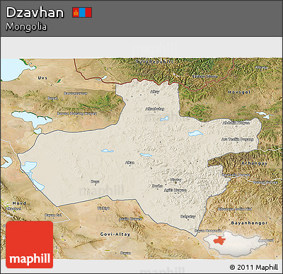 Shaded Relief 3D Map of Dzavhan, satellite outside