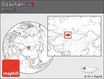 Blank Location Map of Dzavhan, within the entire country