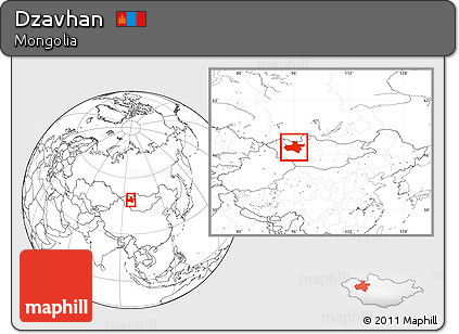 Blank Location Map of Dzavhan, within the entire country