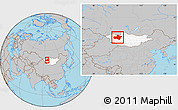 Gray Location Map of Dzavhan, highlighted country, within the entire country