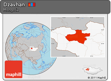 Gray Location Map of Dzavhan, highlighted country