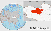 Gray Location Map of Dzavhan, highlighted country