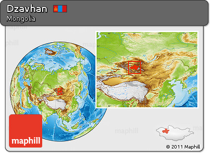 Physical Location Map of Dzavhan, within the entire country