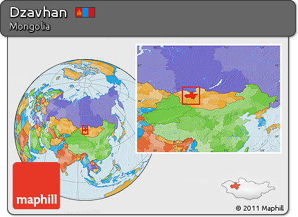 Political Location Map of Dzavhan, within the entire country