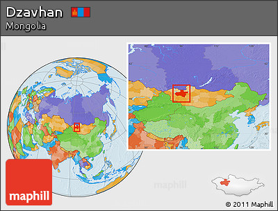 Political Location Map of Dzavhan, within the entire country