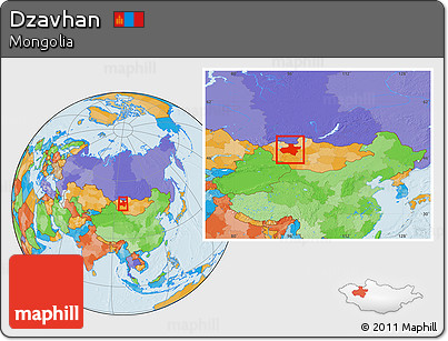 Political Location Map of Dzavhan, within the entire country