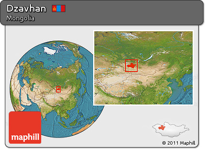 Satellite Location Map of Dzavhan, within the entire country