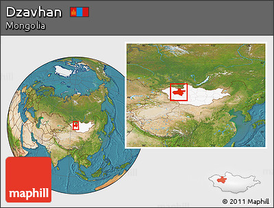 Satellite Location Map of Dzavhan, highlighted country, within the entire country