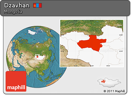 Satellite Location Map of Dzavhan, highlighted country