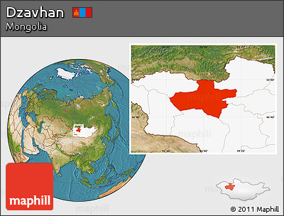 Satellite Location Map of Dzavhan, highlighted country