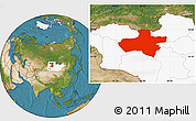 Satellite Location Map of Dzavhan, highlighted country
