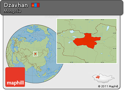 Savanna Style Location Map of Dzavhan