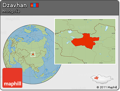 Savanna Style Location Map of Dzavhan