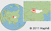 Savanna Style Location Map of Dzavhan, highlighted country, within the entire country