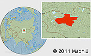 Savanna Style Location Map of Dzavhan, hill shading