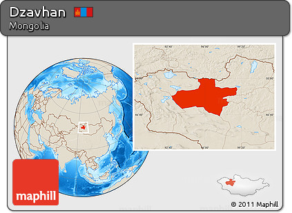 Shaded Relief Location Map of Dzavhan