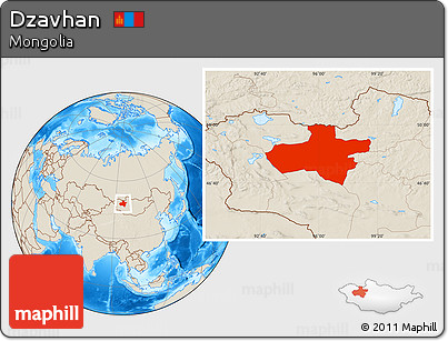Shaded Relief Location Map of Dzavhan
