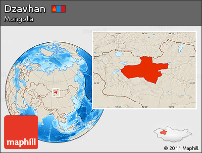 Shaded Relief Location Map of Dzavhan