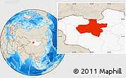 Shaded Relief Location Map of Dzavhan, highlighted country