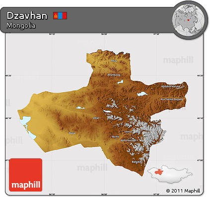 Physical Map of Dzavhan, cropped outside