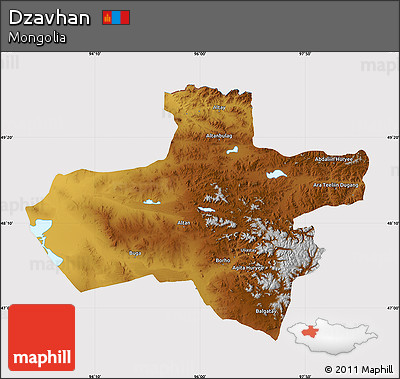 Physical Map of Dzavhan, cropped outside